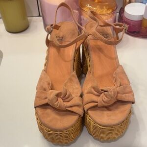 Jeffrey Campbell Peach Suede Knot Platform Sandals